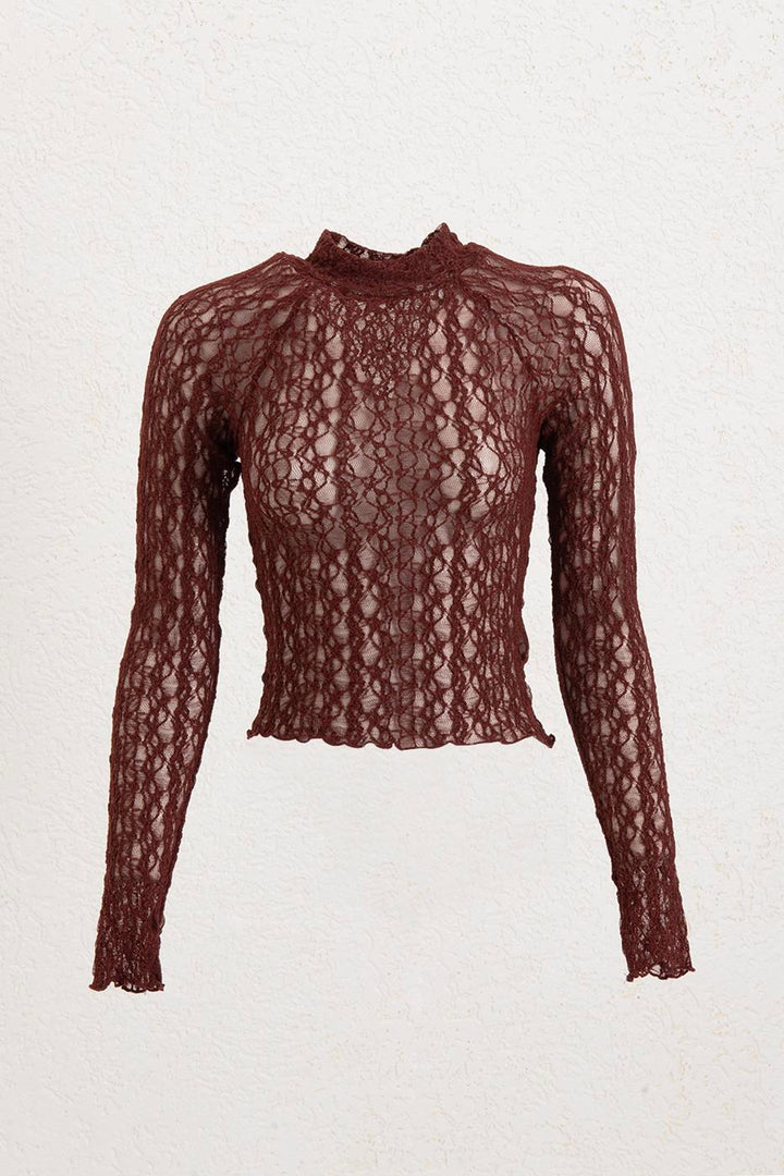 BSL Women High Collar Lace Top - Washington