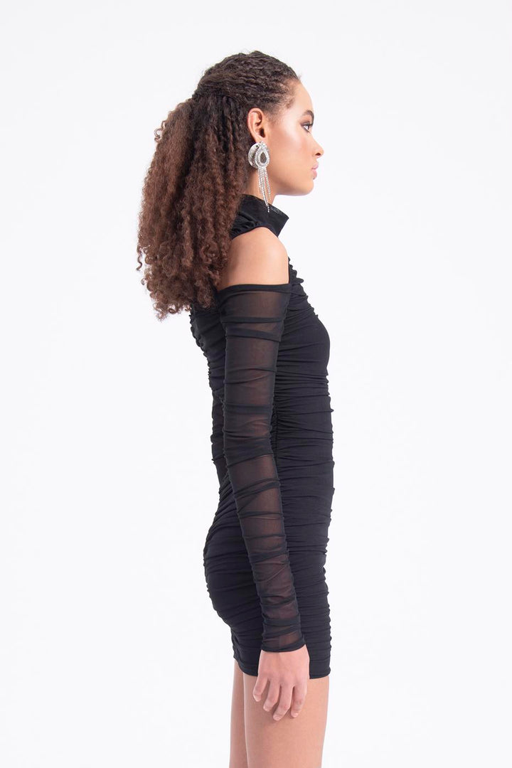 BSL Women High neck drapped tulle dress - Eastleigh
