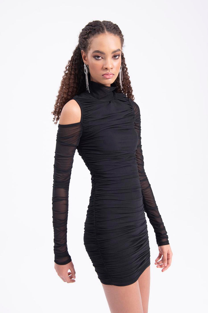 BSL Women High neck drapped tulle dress - Eastleigh