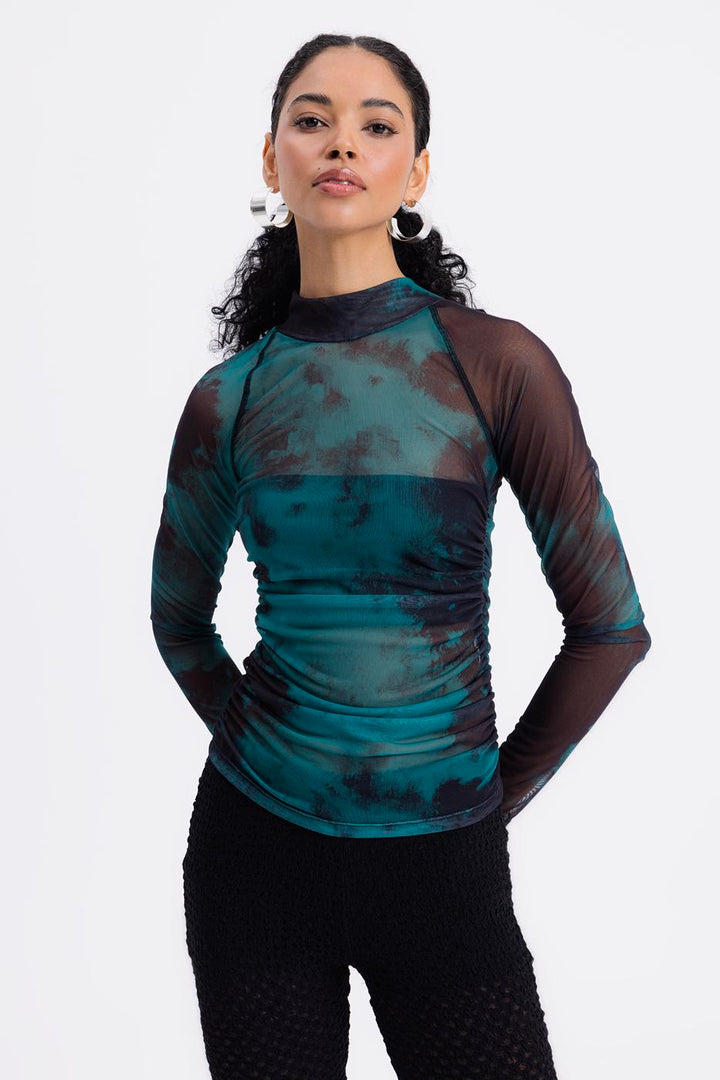 BSL Women High Collar Tulle Top - Pristina