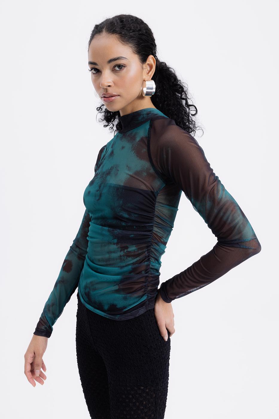 BSL Women High Collar Tulle Top - Pristina