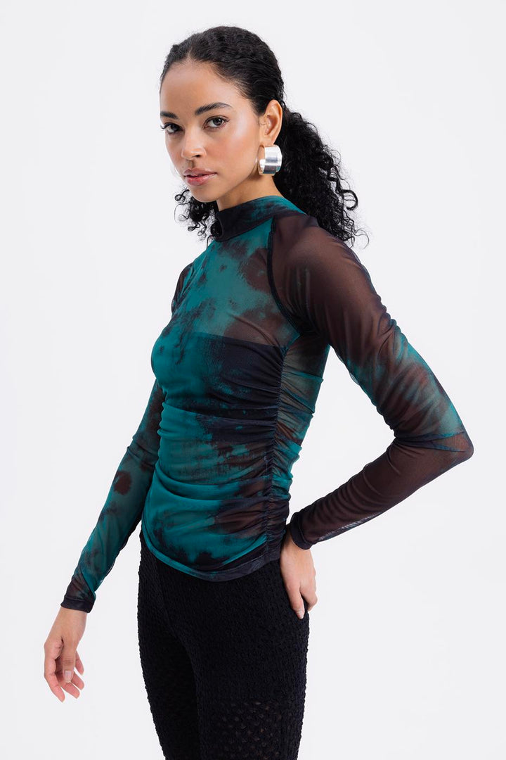 BSL Women High Collar Tulle Top - Pristina