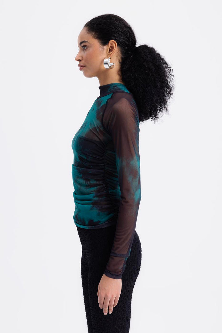 BSL Women High Collar Tulle Top - Pristina