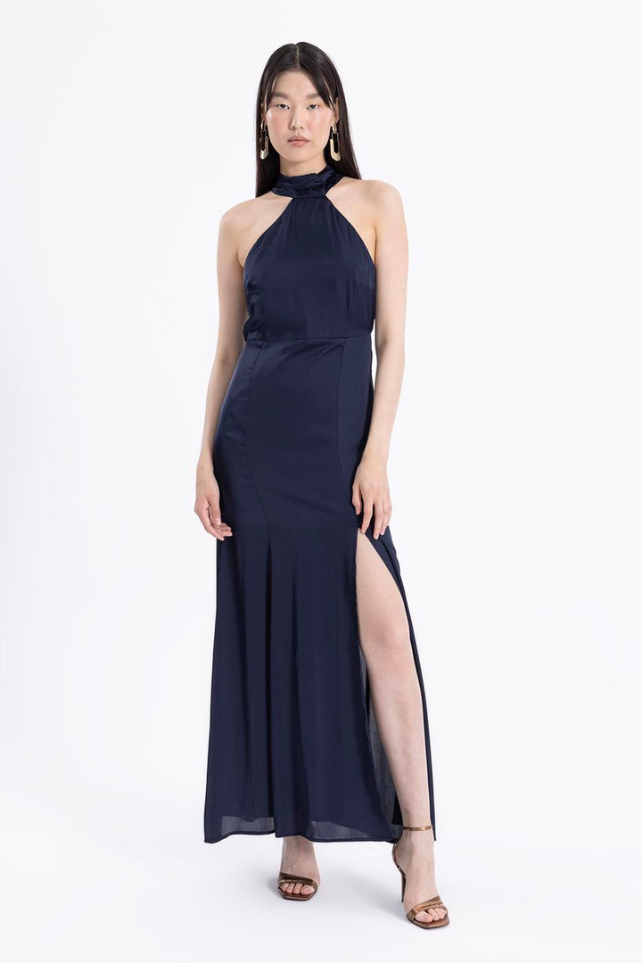 BSL Women High Neck Slit Detailed Maxi Dress - High Wycombe