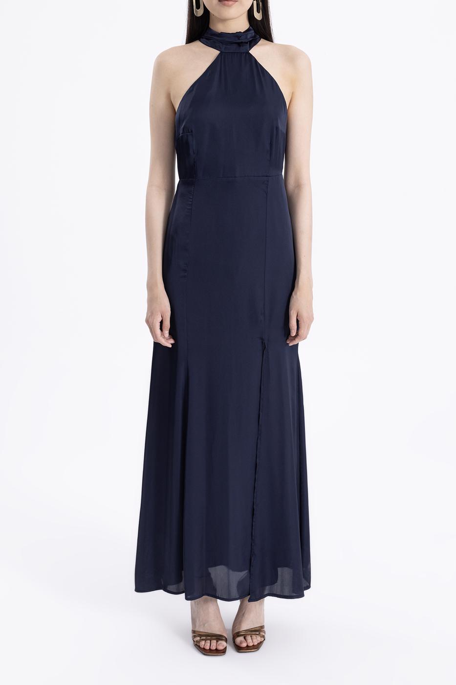 BSL Women High Neck Slit Detailed Maxi Dress - High Wycombe