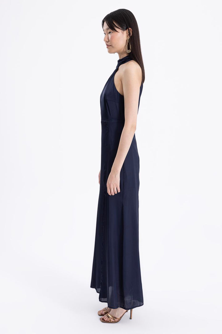 BSL Women High Neck Slit Detailed Maxi Dress - High Wycombe