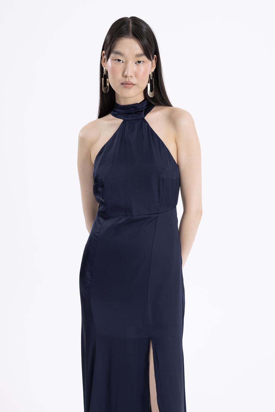 BSL Women High Neck Slit Detailed Maxi Dress - High Wycombe