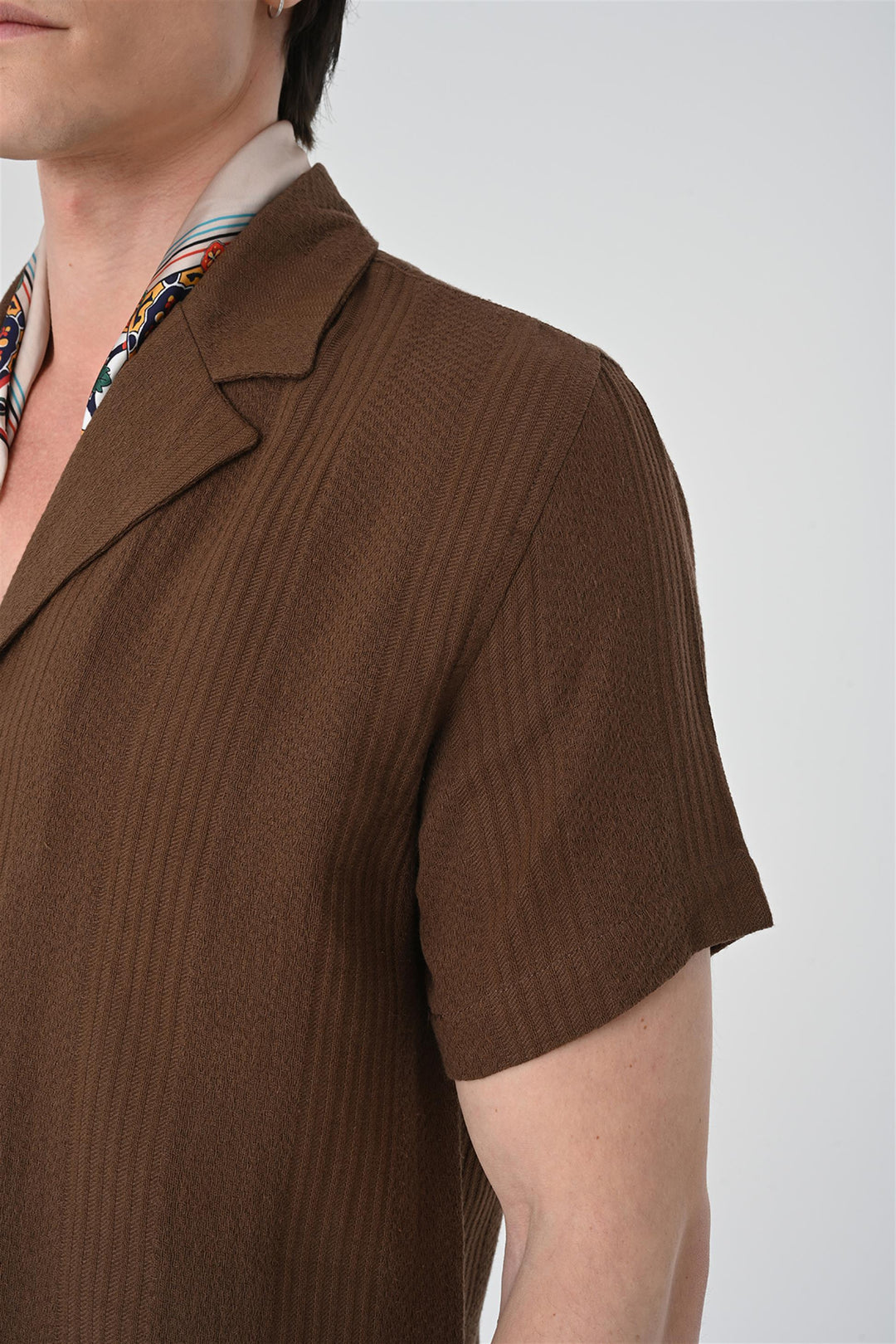 ANT Woven Patterned Short Sleeve Men's Shirt - Temoaya