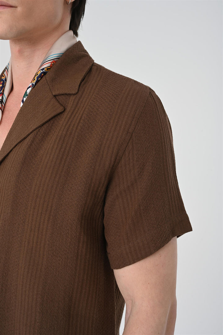 ANT Woven Patterned Short Sleeve Men's Shirt - Temoaya