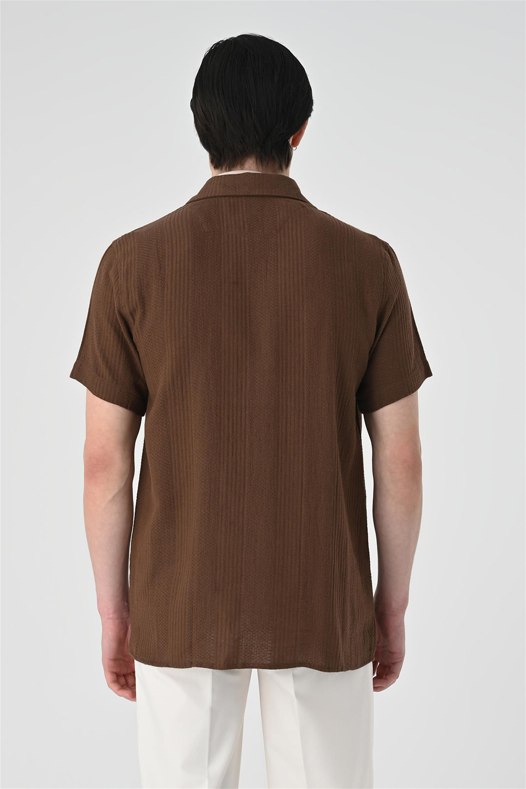 ANT Woven Patterned Short Sleeve Men's Shirt - Temoaya