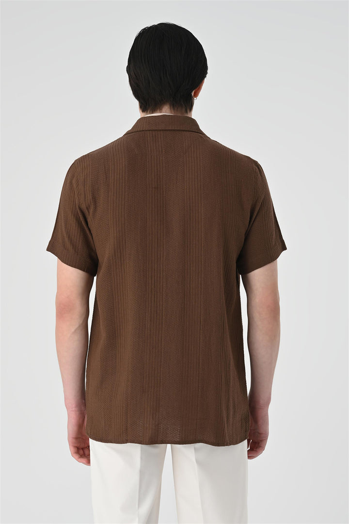 ANT Woven Patterned Short Sleeve Men's Shirt - Temoaya