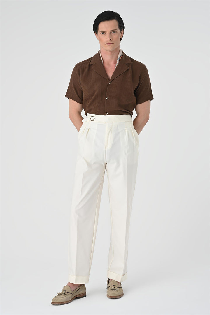 ANT Woven Patterned Short Sleeve Men's Shirt - Temoaya