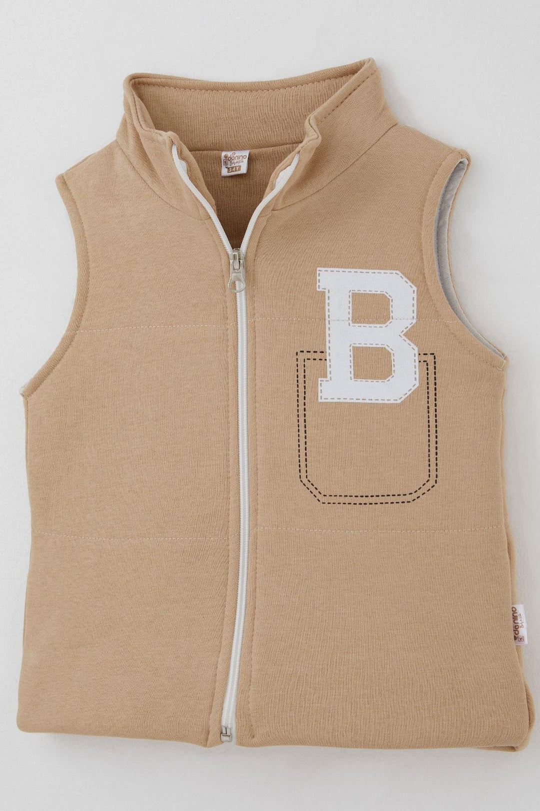 BRE Donino Boys' Tracksuit Set with B Printed Vest, 2-5 Years, Beige - Elizabeth