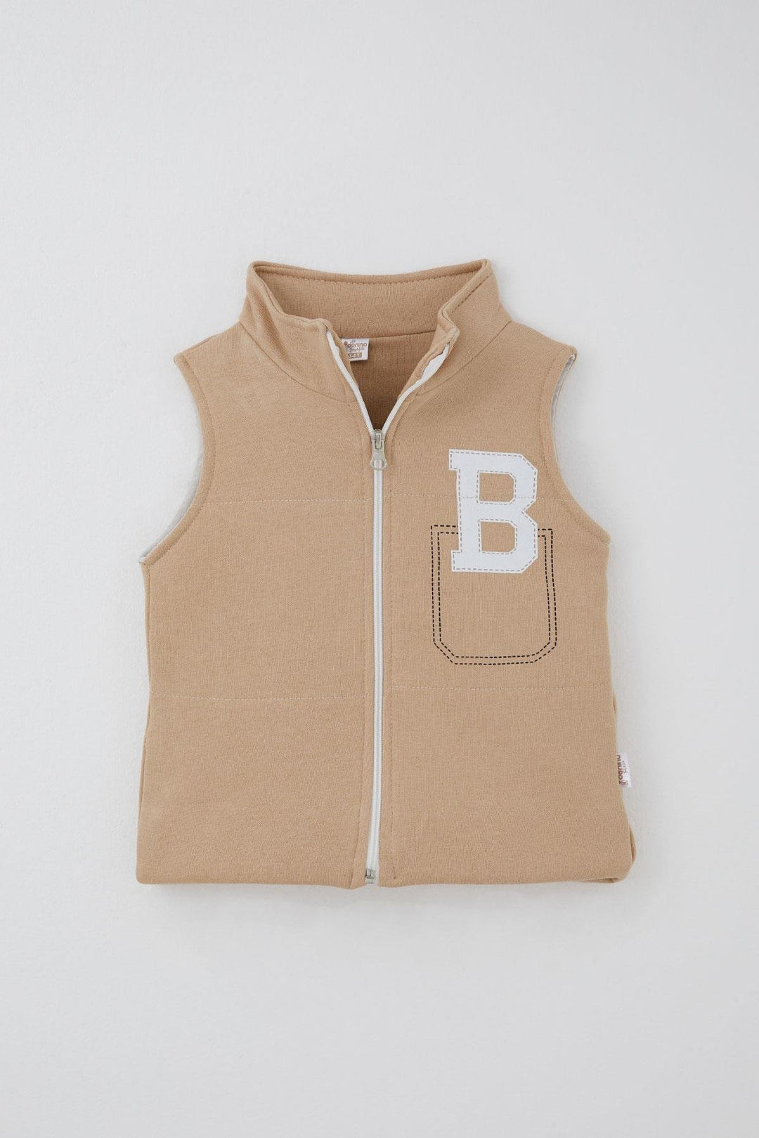 BRE Donino Boys' Tracksuit Set with B Printed Vest, 2-5 Years, Beige - Elizabeth