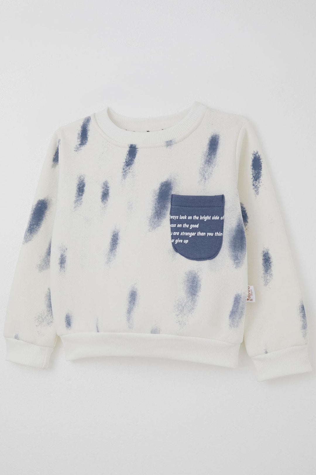 BRE Donino Erkek Çocuk Eşofman Takımı Püskürtme Boya Desenli Cep Detaylı 2-5 Yaş, Ekru - Spring Valley