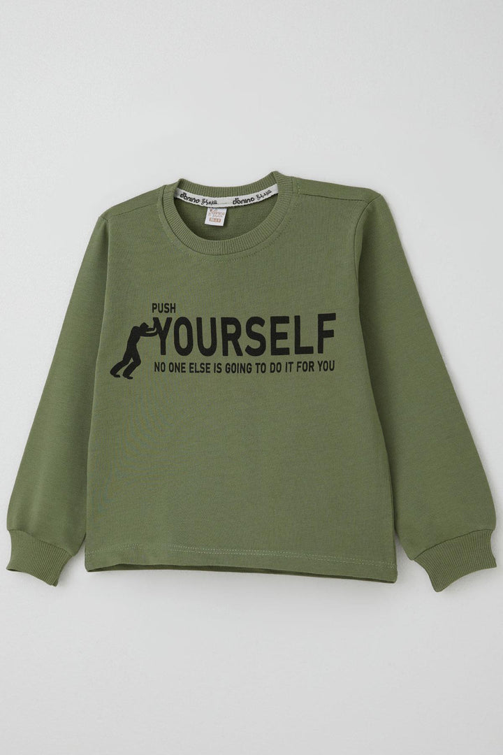 BRE Donino Boys' Tracksuit Set Printed with Summer Micro Vest 2-5 Years, Khaki Green - Ixtlahuaca