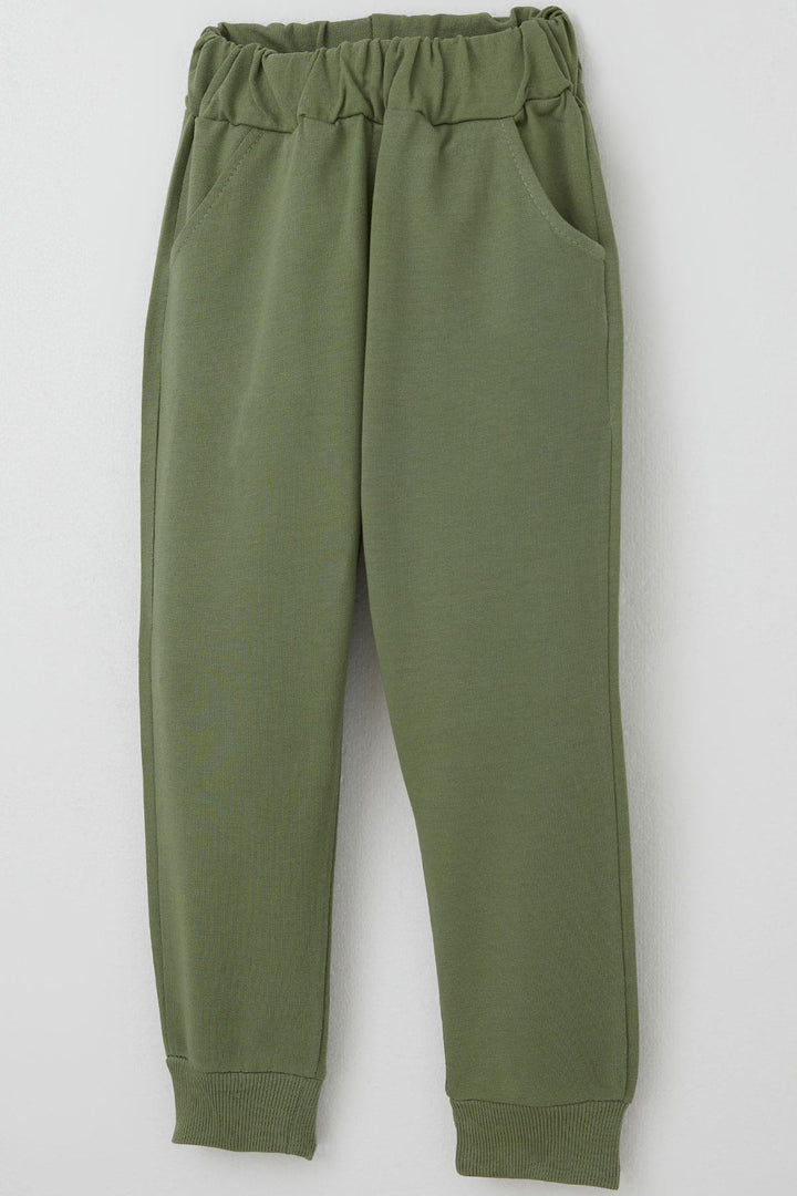 BRE Donino Boys' Tracksuit Set Printed with Summer Micro Vest 2-5 Years, Khaki Green - Ixtlahuaca