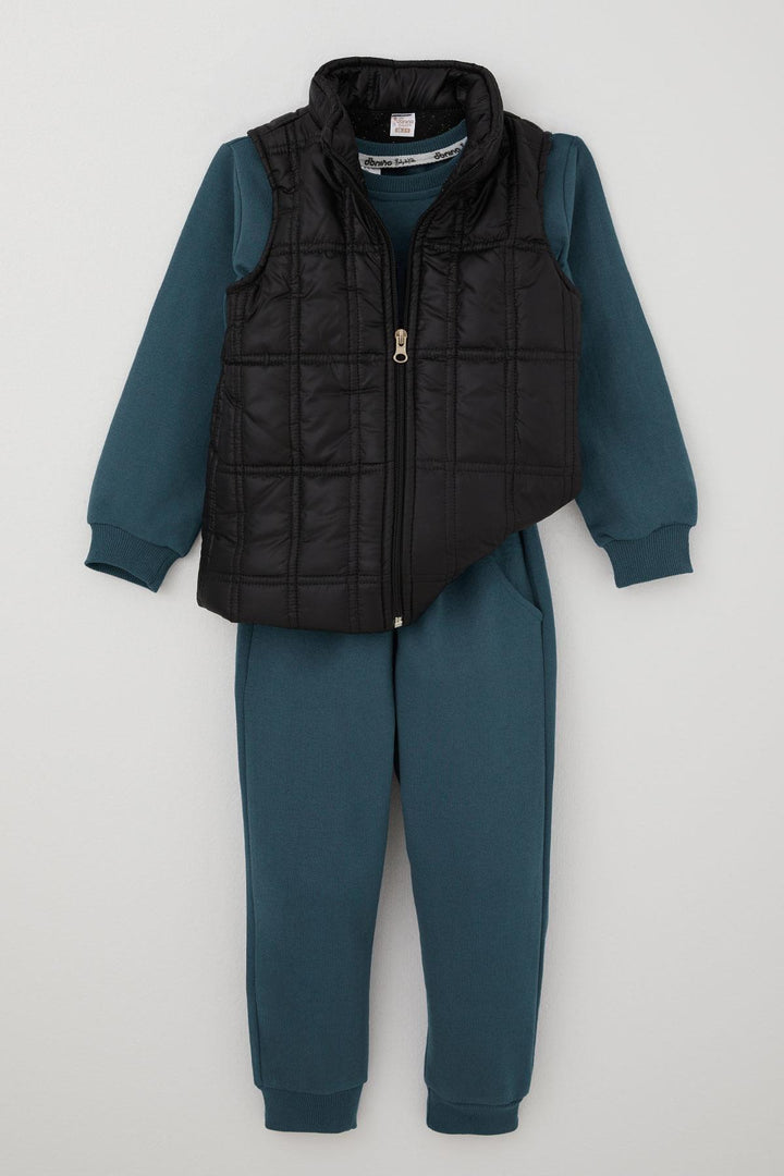BRE Donino Boys' Tracksuit Set Printed with Summer Micro Vest 2-5 Years, Indigo - Kramatorsk