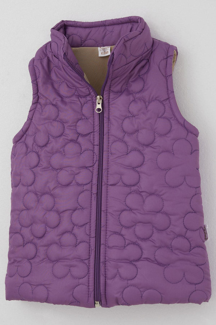 BRE Donino Girl's Tracksuit Set with Flower Print Quilted Micro Vest, 2-5 Years, Cream - Puerto Vallarta