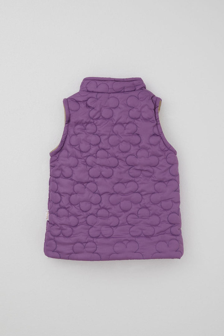 BRE Donino Girl's Tracksuit Set with Flower Print Quilted Micro Vest, 2-5 Years, Cream - Puerto Vallarta