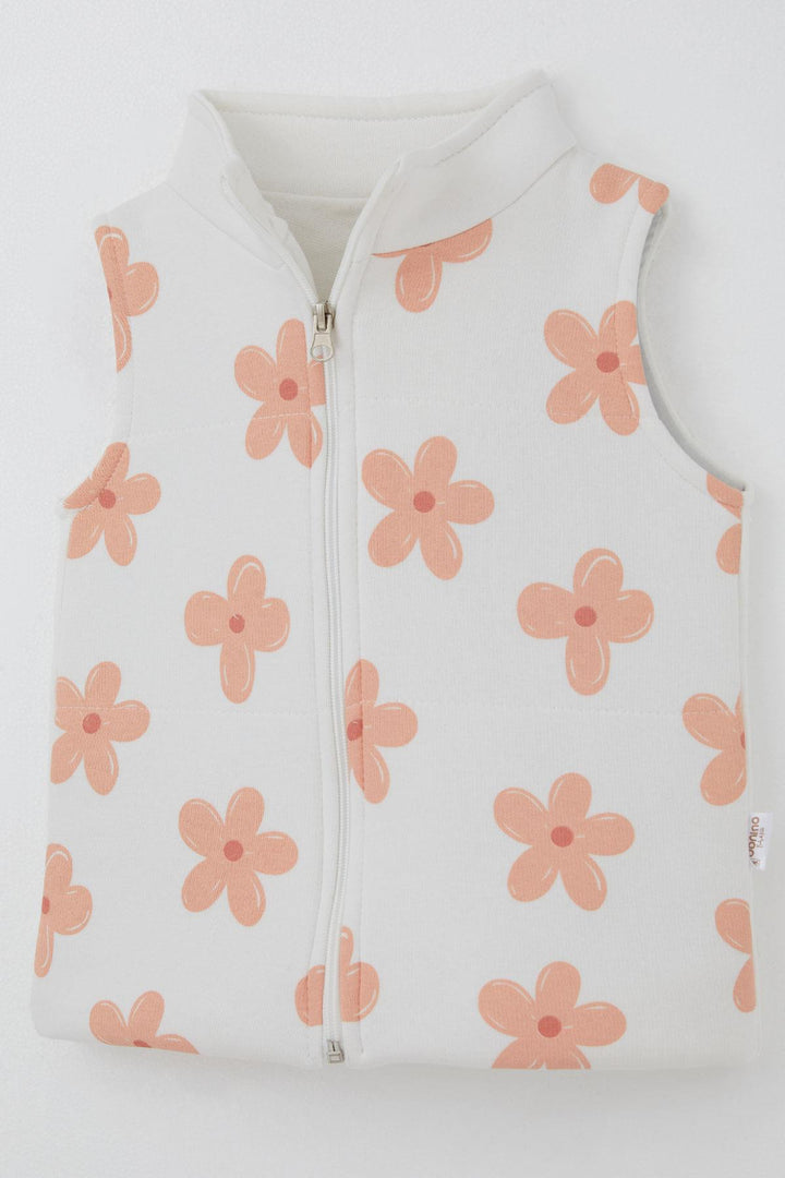 BRE Donino Girl's Tracksuit Set with Flower Patterned Vest, 2-5 Years, Pink - Chaniá