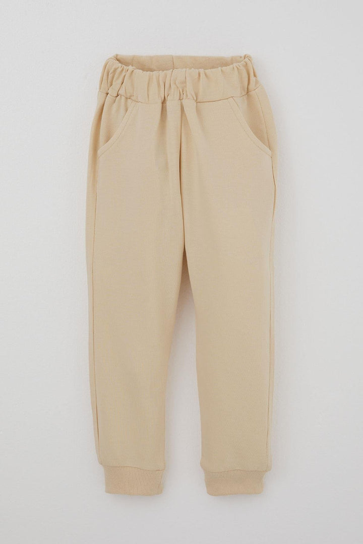 BRE Donino Girl's Tracksuit Set with Flower Print Quilted Micro Vest, 2-5 Years, Cream - Puerto Vallarta