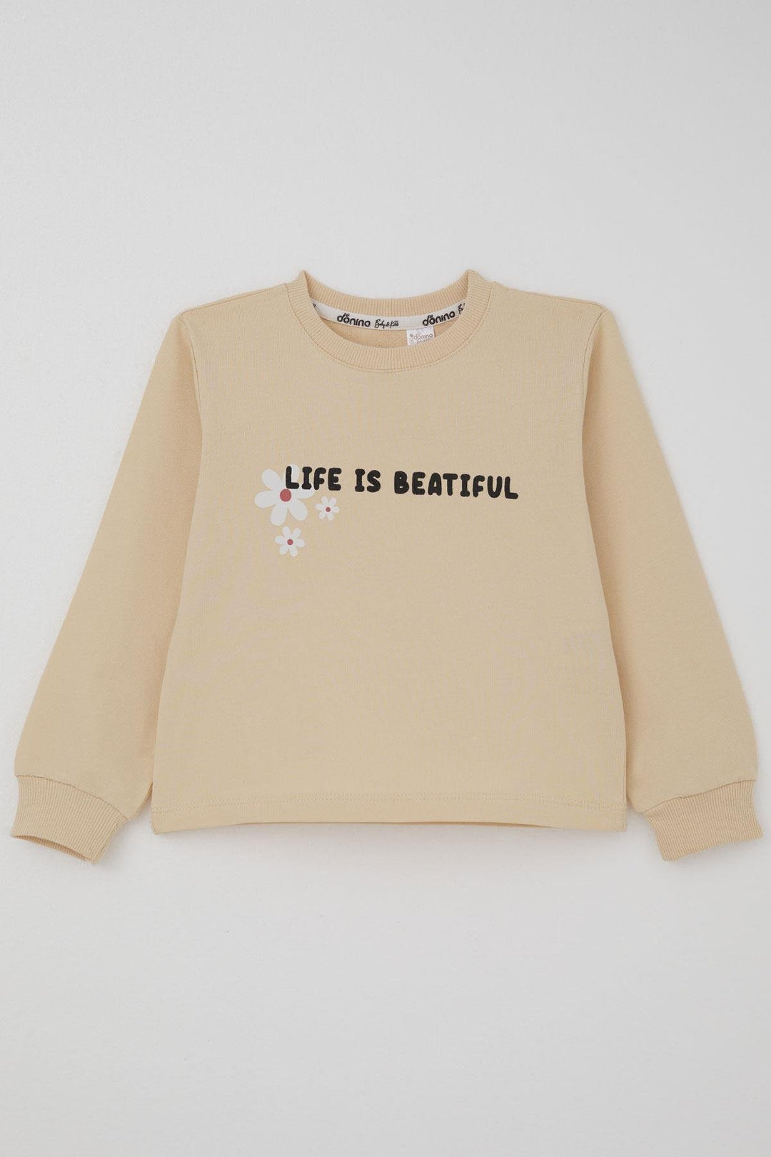 BRE Donino Girl's Tracksuit Set with Flower Print Quilted Micro Vest, 2-5 Years, Cream - Puerto Vallarta