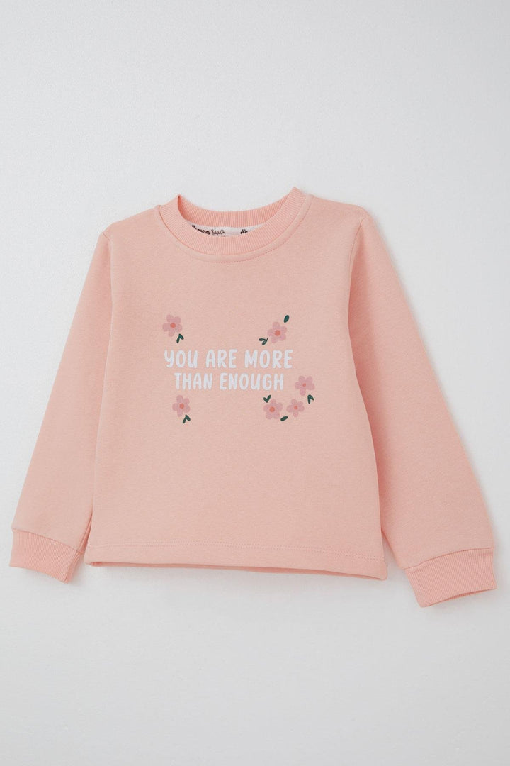 BRE Donino Girl's Tracksuit Set with Flower Patterned Vest, 2-5 Years, Pink - Chaniá