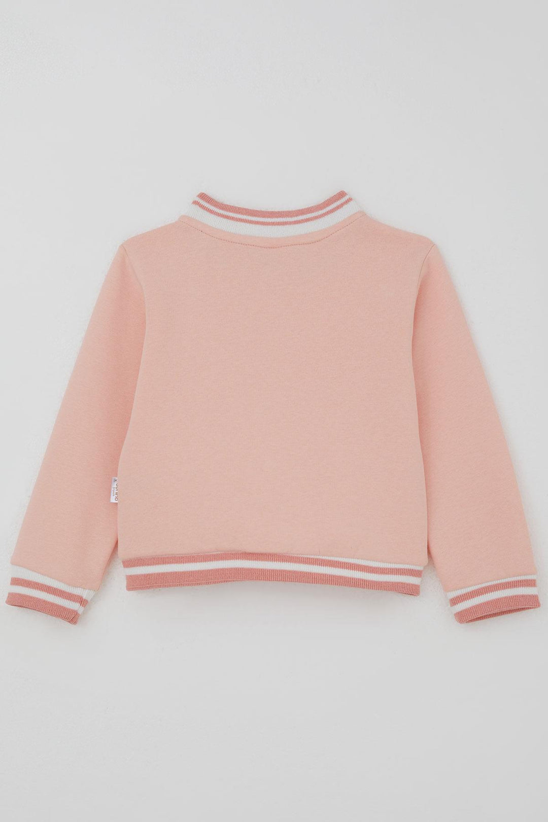 BRE Donino Girl's Tracksuit with Flower Knitted Pocket Detail Snap Fastener 2-5 Years, Salmon - Roseville