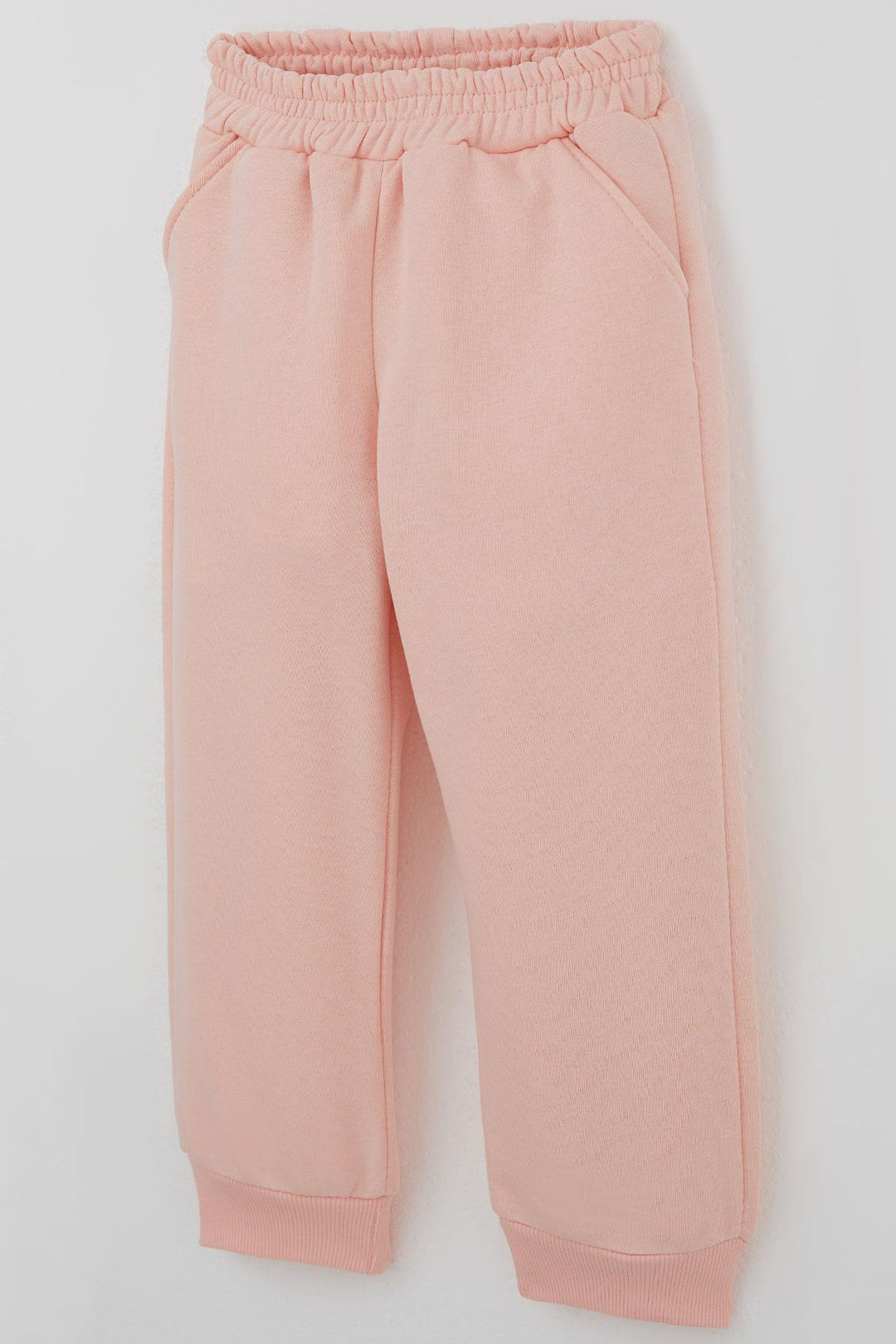 BRE Donino Girl's Tracksuit with Flower Knitted Pocket Detail Snap Fastener 2-5 Years, Salmon - Roseville