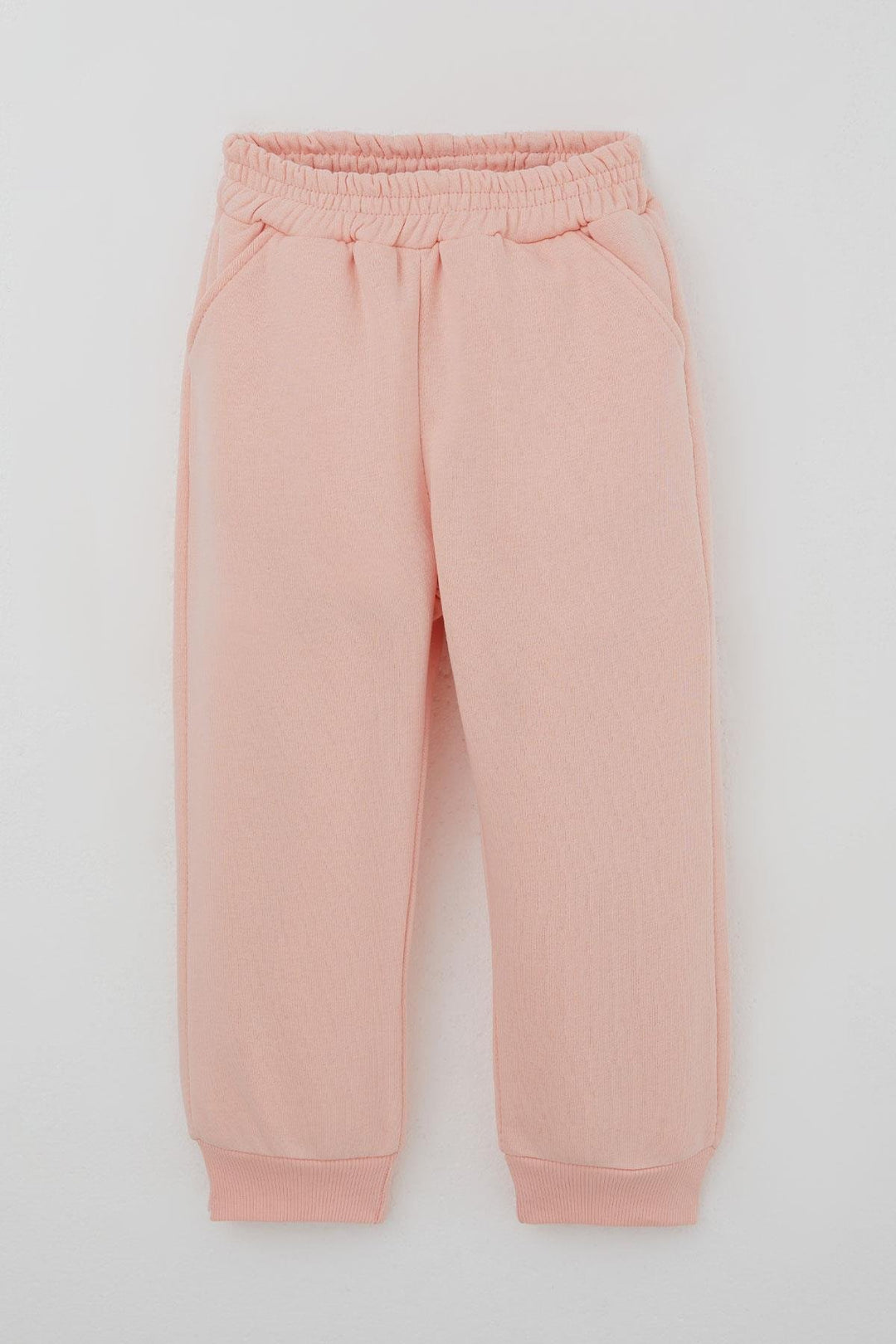 BRE Donino Girl's Tracksuit with Flower Knitted Pocket Detail Snap Fastener 2-5 Years, Salmon - Roseville