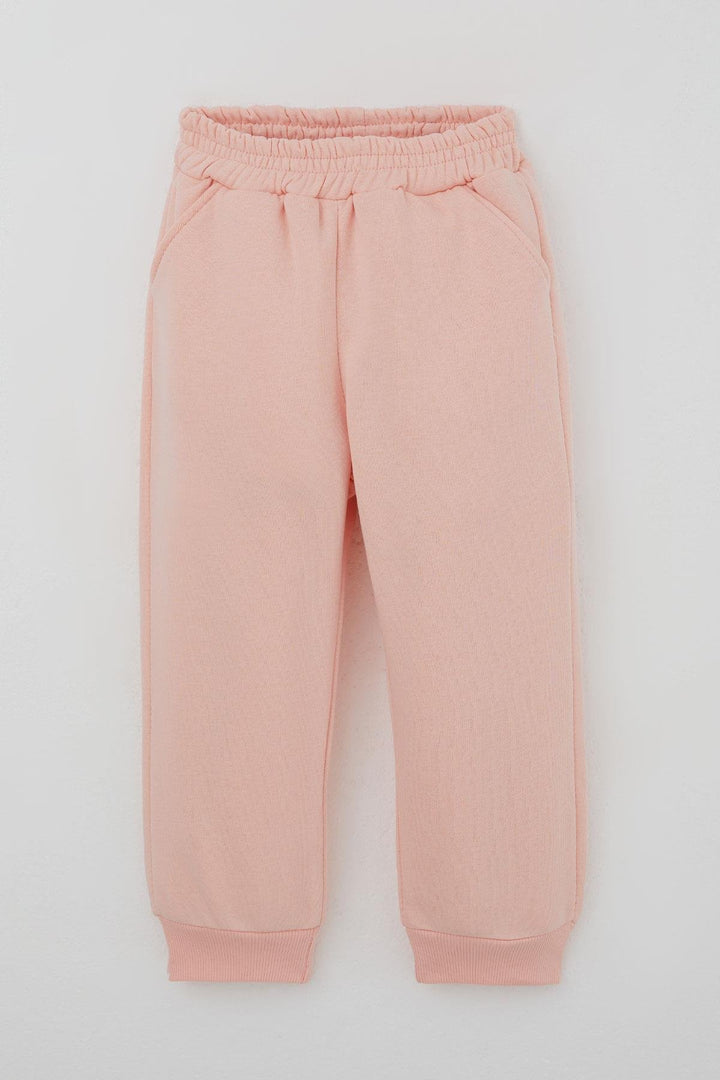 BRE Donino Girl's Tracksuit with Flower Knitted Pocket Detail Snap Fastener 2-5 Years, Salmon - Roseville