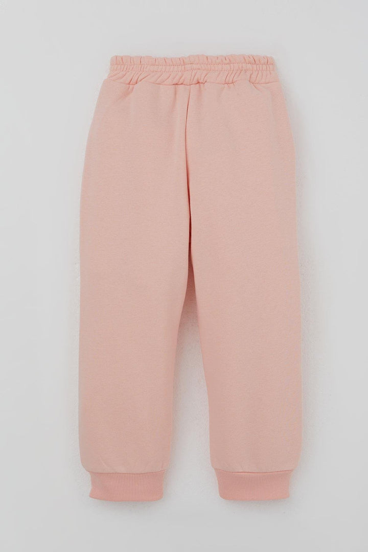 BRE Donino Girl's Tracksuit with Flower Knitted Pocket Detail Snap Fastener 2-5 Years, Salmon - Roseville