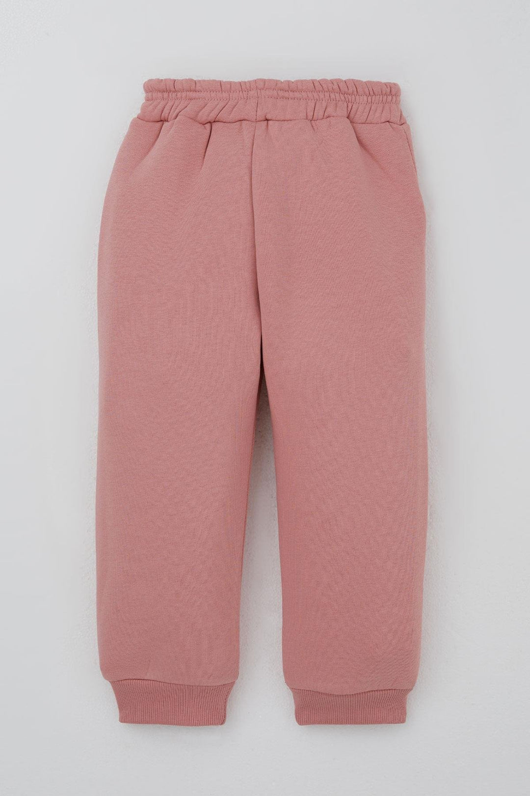 BRE Donino Girl's Tracksuit with Flower Knitted Pocket Detail Snap Fastener 2-5 Years, Rose Pink - Cerveteri