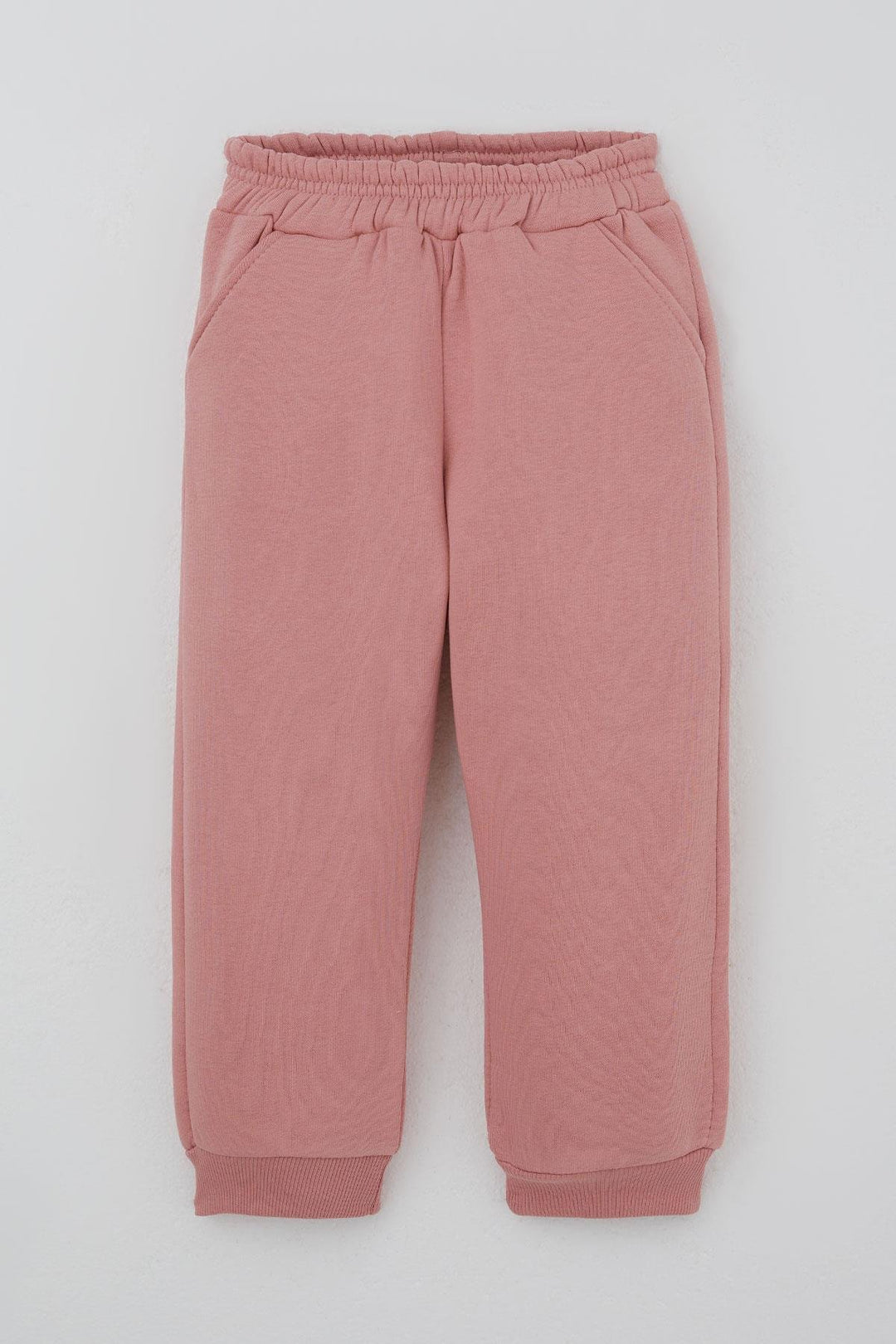 BRE Donino Girl's Tracksuit with Flower Knitted Pocket Detail Snap Fastener 2-5 Years, Rose Pink - Wylie