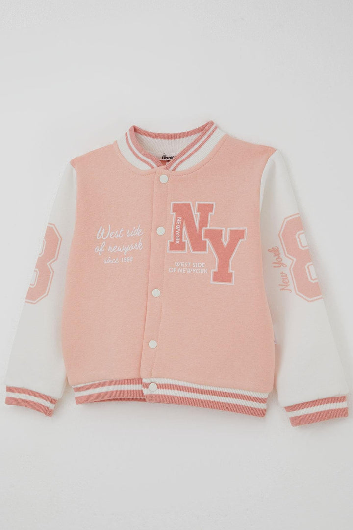 BRE Donino Girl's Tracksuit with Printed Text Snap Fastener 2-5 Years, Salmon - Methuen Town