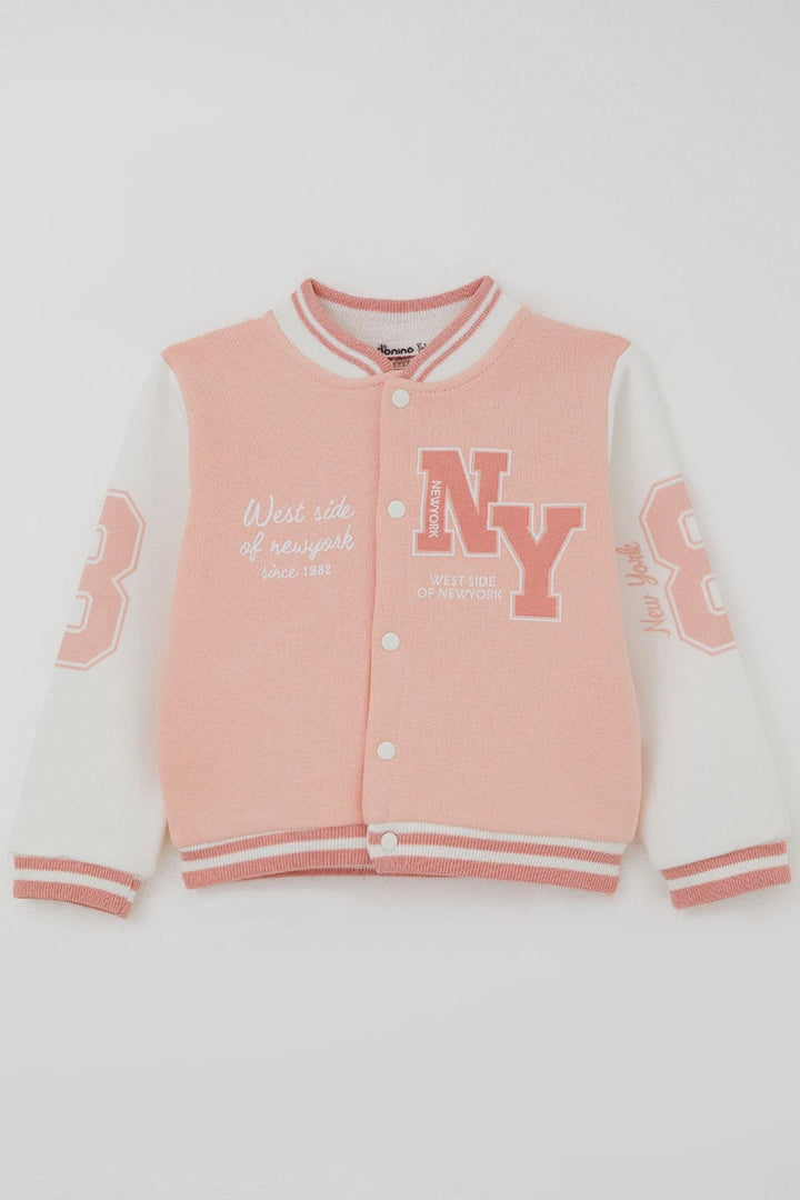 BRE Donino Girl's Tracksuit with Printed Text Snap Fastener 2-5 Years, Salmon - Methuen Town