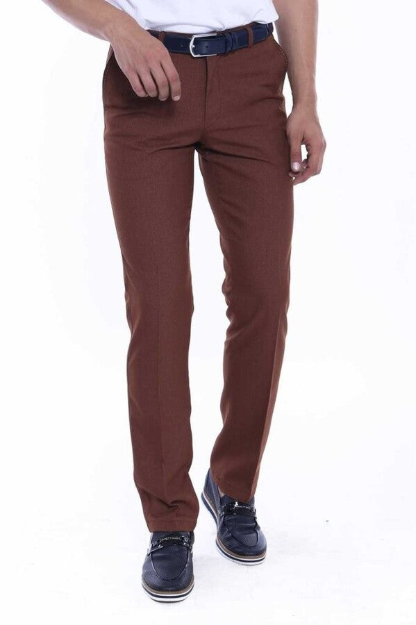 WSS Dot Pockets Slim Fit Cotton Tan Men Pants  - El Puerto de Santa María