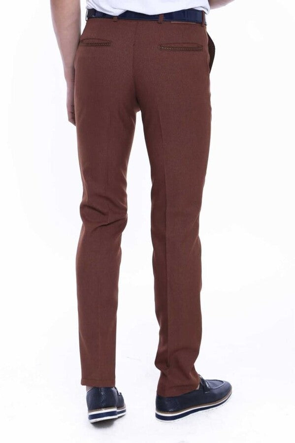 WSS Dot Pockets Slim Fit Cotton Tan Men Pants  - El Puerto de Santa María
