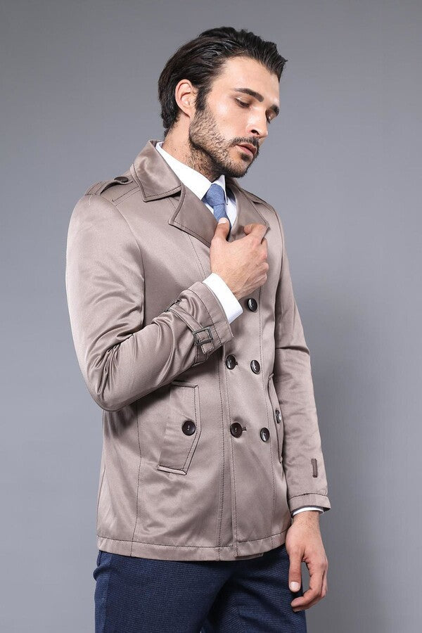 WSS Double Breasted Beige Men Trenchcoat  - Sagunto