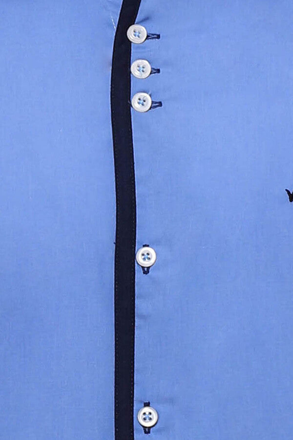 WSS Double Colored Blue Slim Fit Shirt  - Pine Bluff