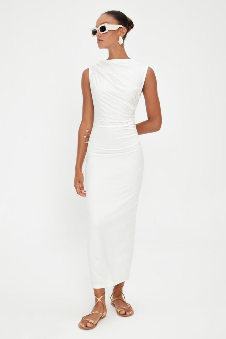 BSL Women Draped Sleeveless Midi Dress - Santa Cruz