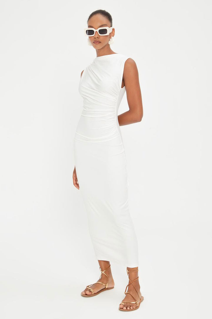 BSL Women Draped Sleeveless Midi Dress - Santa Cruz
