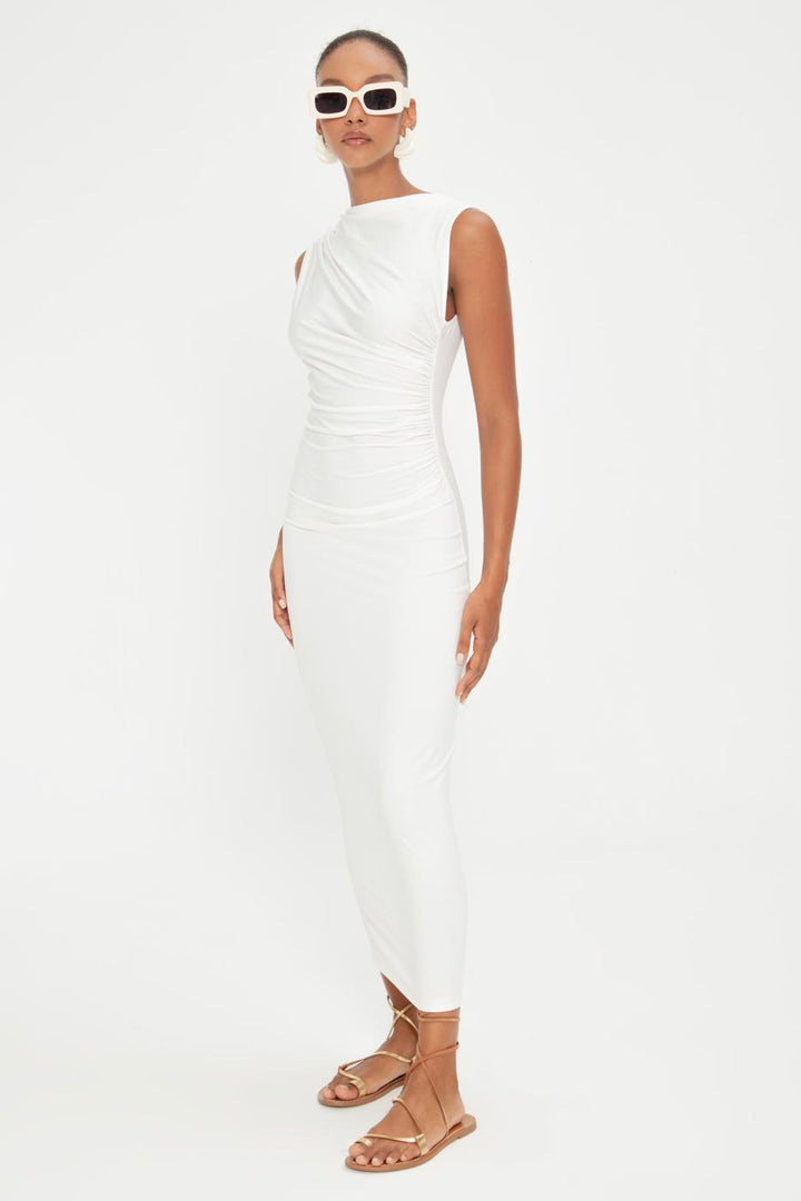 BSL Women Draped Sleeveless Midi Dress - Santa Cruz