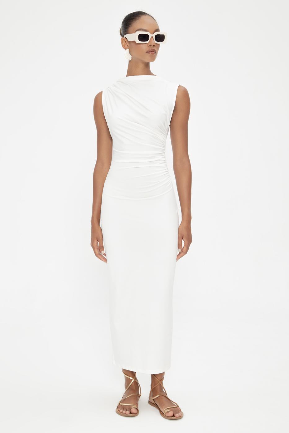BSL Women Draped Sleeveless Midi Dress - Santa Cruz