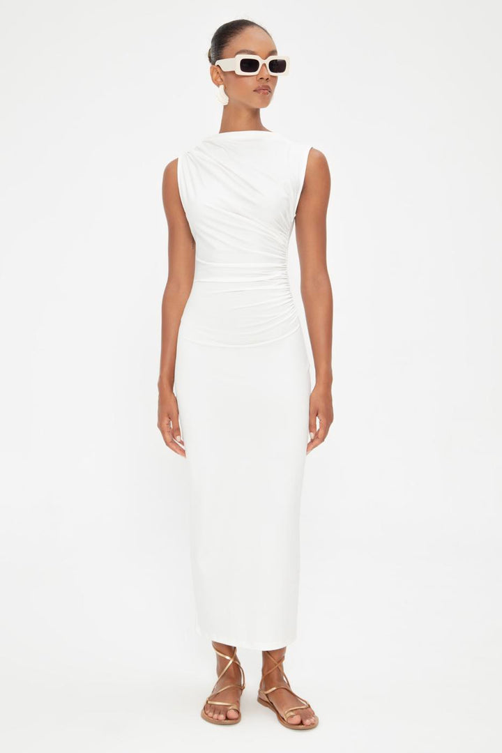 BSL Women Draped Sleeveless Midi Dress - Santa Cruz