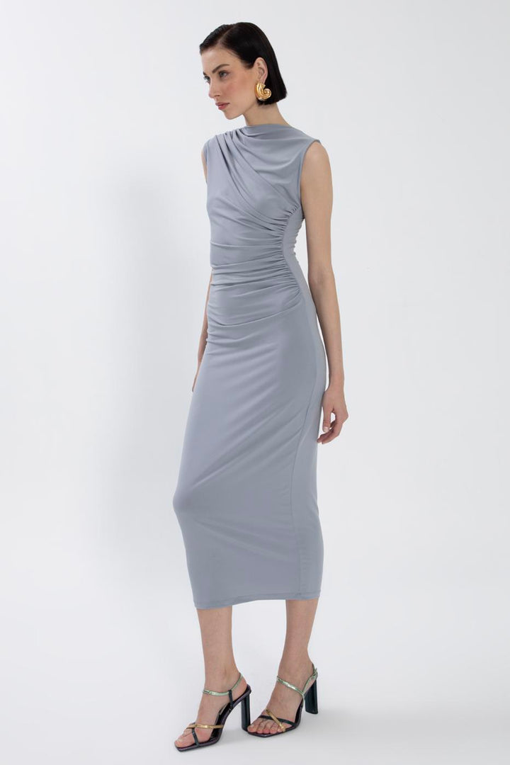 BSL Women Draped Sleeveless Midi Dress - Melbourne