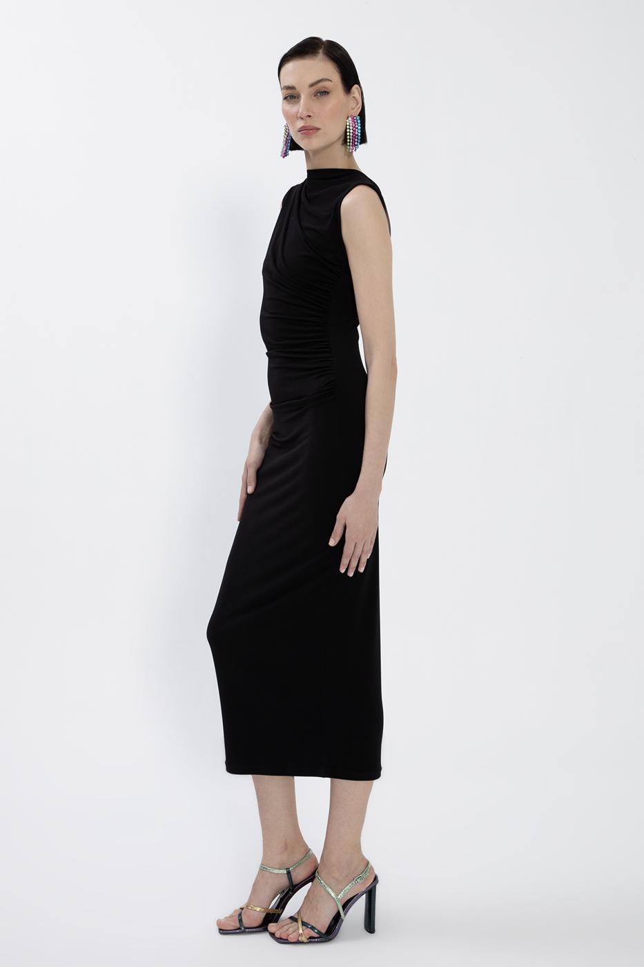 BSL Women Draped Sleeveless Midi Dress - Hellendoorn