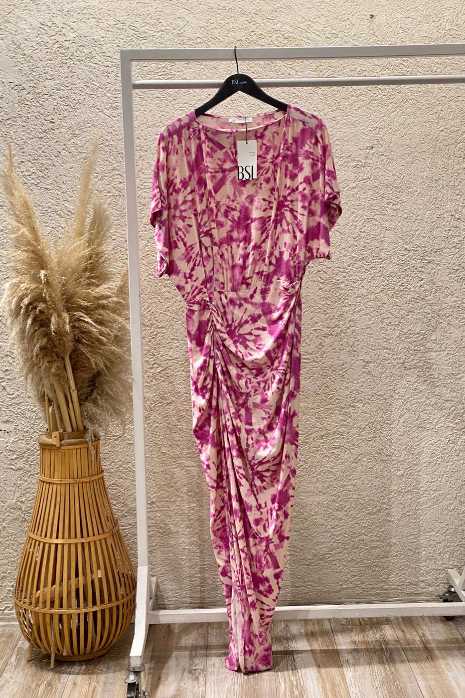 BSL Women Draped Midi Length Linen Blend Dress - Great Falls
