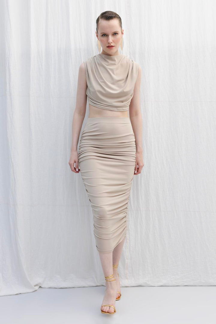 BSL Women Draped Midi Pencil Skirt - Enterprise